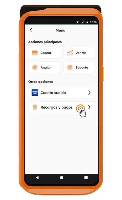 Selecciona recargas y pagos